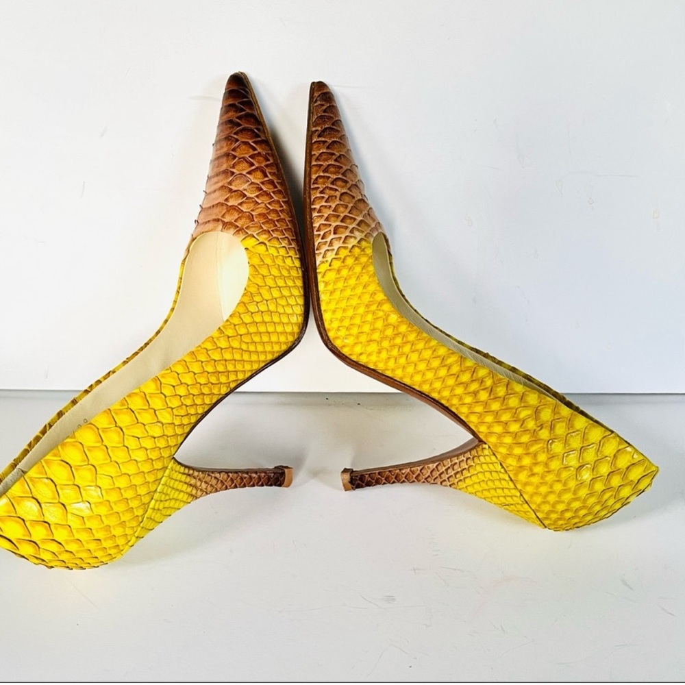 Prada Yellow And Brown Python Leather Stiletto He… - image 6